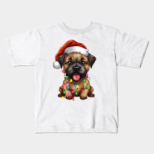 Christmas Border Terrier Kids T-Shirt